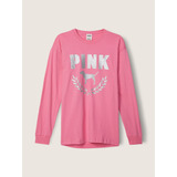 Remera  Rosa Glitter Plateado Pink M Pink Victoria's Secret