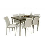 Juego Comedor Combo Mesa Silla Milan 1.40 X 0.80 + 6 Sillas Iris Reforzada Caño Pintado Directo Y Garantia De Fabrica Cl