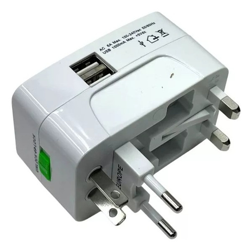 Adaptador Mundial Enchufe Universal Con 2 Usb 110v 220v 