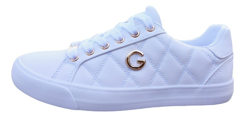 Tenis G By Guess Original Gorala Blanco Placa Dorada Dama