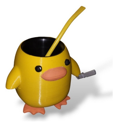 Mate Patito Meme Impreso 3d - Incluye Bombilla