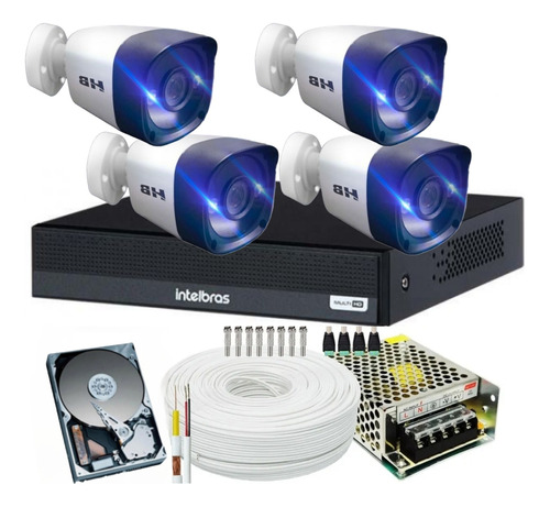 Kit 4 Câmeras Externa Colorida Dia Noite Dvr Intelbras 1004c