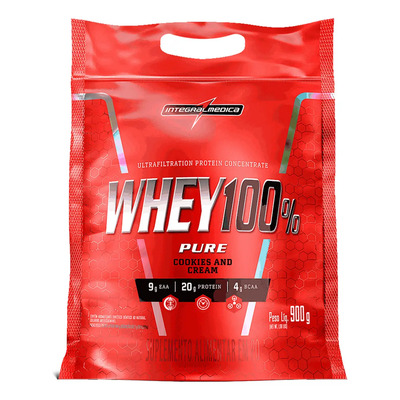 Whey 100% Pure Pouch Cookies 900g Integralmedica - Suplemento Nutritivo para Treinos de Alta Performance | Frete grátis