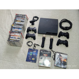 Sony Playstation 3 Slim Ps3 Play 3 500gb + Kit Movie + 33 Jogos 