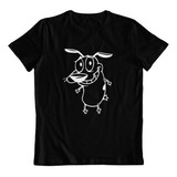 Polera Negra Algodon - Dtf - Coraje El Perro Cobarde Cartoon