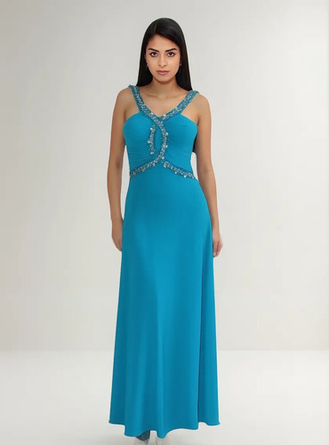Vestido De Fiesta Largo Escote En V Lessan 4031
