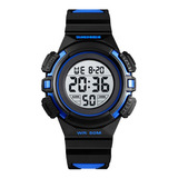 Reloj Niño Skmei 1559 Digital Alarma Fecha Cronometro Color De La Malla Negro/azul Color Del Fondo Blanco