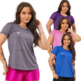 Kit 4 Blusas Feminina Fitness Dry Fit Camiseta Academia