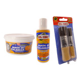 Kit Limpieza Zapatos Jabón Calabaza 125g Y Liquido + Brochas