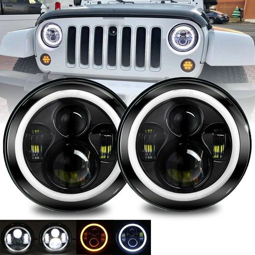 Opticas Faros Cree Led Ojo De Angel 7pulgad Jeep Ford Chevy Foto 2