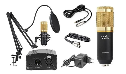 Kit Microfone Bm800 + Phantom 110volt + Suporte Móvel Waver 