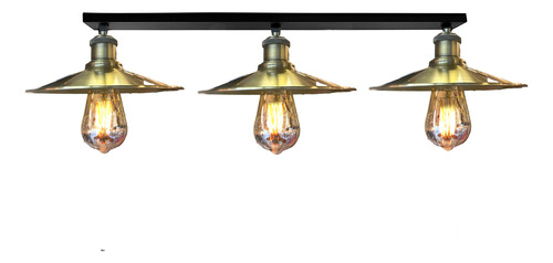 Lampara Fija Metalica Vintage Adosada 3 Luces 