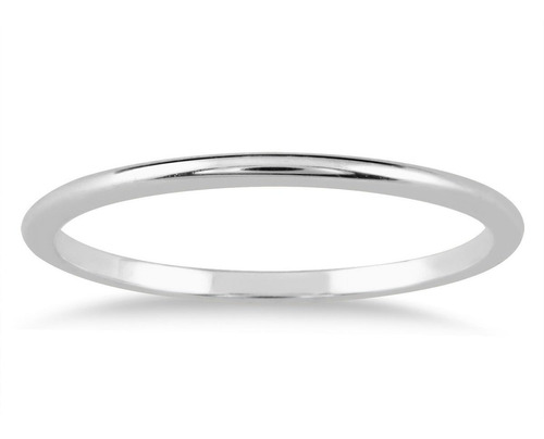 Anillo De Boda De 1 Mm Con Cúpula Fina En Oro Blanco De 14k