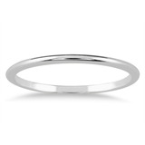 Anillo De Boda De 1 Mm Con Cúpula Fina En Oro Blanco De 14k