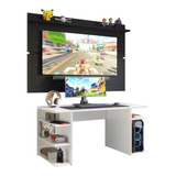 Mesa Para Computador Gamer E Painel Tv Madesa - Branco/preto Xamdfc02000273