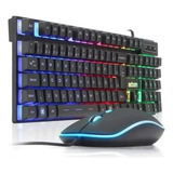 Kit Teclado Mouse Multimidia Led Rgb Abnt2 Padrão Brasileiro