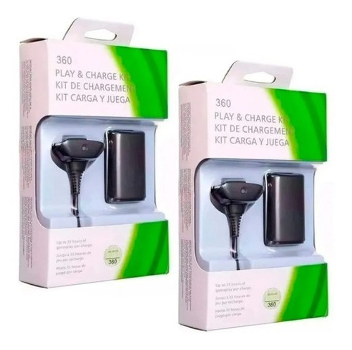 Kit 2 Baterias Recarregável Xbox 360 + Cabo Substitua Pilhas