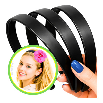 Diadema 2cm 50 Pzas Para Forrar Manualidades Lisas Mayoreo Negro