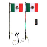 Set De Antenas Led En Espiral Rgb & Bluetooth Bandera Mexico