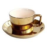 B Conjunto De Xícara E Pires De Chá/café De Luxo Dourado