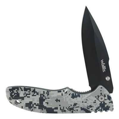 Navaja De Bloqueo Wallis K901388 Mango Metal Y Abs Con Clip Camuflaje en tonos negro y gris | Meses sin interés