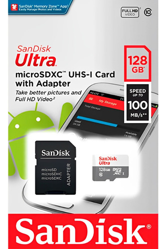 Cartão Memória Micro Sd Sandisk 128gb Notbook Pc Camera 