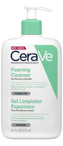 Gel Cerave Limpiador Espumoso Piel Normal A Grasa De 473 Ml 