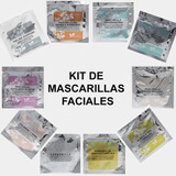 Kit 10 Mascarillas Faciales, Colágeno, Oro, Exfoliante