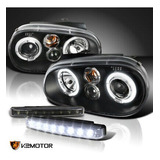 Black For 99-05 Vw Golf Mk4 Halo Projector Headlights+8- Kg1