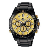 Relógio Casio Edifice Efr-534 Zbk-9av Racing Led Wr-100m P Cor Da Correia Preto Cor Do Bisel Preto Cor Do Fundo Dourado/amarelo