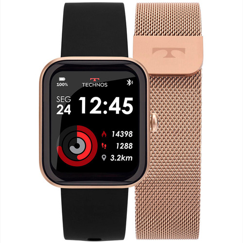 Smartwatch Technos Connect Max Preto E Rosé - Tmaxac/5j