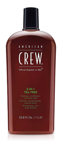 American Crew 3 En 1, Champú, Acondicionador Y Gel, Tea Tree