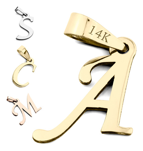 Dije Inicial Letra Oro Solido 14k Chica Personalizable A - Z