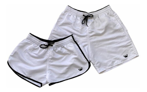 Kit Casal Mozao Moda Praia Florido Casal Combinando 2 Short