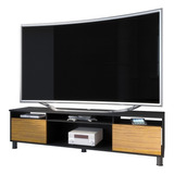 Mueble Multimedia Playcon 75pul, Pasacables, 2 Puertas 170cm Color Negro/tzalam