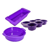 Set Budinera + Tortera + Muffin 6 Silicona Bpa Free Trendy