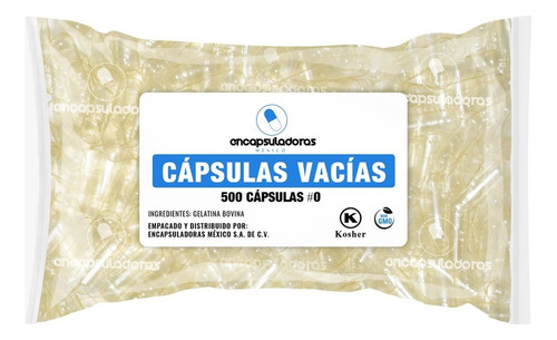 Capsulas Vacias #0, 500 Caps, Transparentes Color Natural