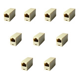 Kit 10 Pçs Emenda Conector P/ Rj45 Fêmea X Fêmea Cabo Rede