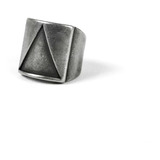 Anillo Triangular Minimalista Diseño Original Negro O Dorado