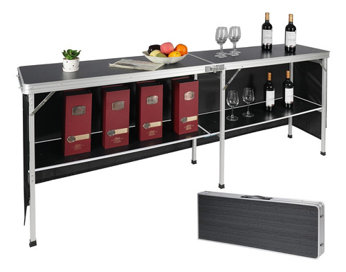 Mesa De Bar Portátil Extra Larga, Mesa De Bar Móvil Plegable