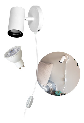 Aplique Velador Ideal Cabecera Cabezal Movil Enchufe + Lamp