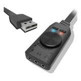 Placa De Som Usb 7.1 Virtual Gs3 - 3.5mm Headset Pc Notebook Cor Preto