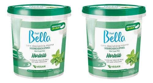 Depilatorio Depil Bella Cera Hidro 600g Hortelã-kit C/2un