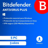  Bitdefender Antivirus Plus 2024  5 Dispositivo | 3 Año  Pc