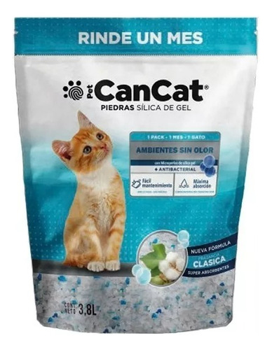 Piedras Silica Cancat Clasicas Para Gatos 3,8 Lts X 8 Unid