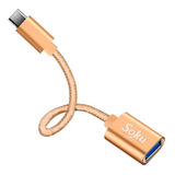 Adaptador Cable Otg Tipo C A Usb 3.0 Para Celular Mac Color Dorado