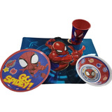 Set 4 Piezas Vajilla Infantil Niños Super Heroe Spiderman