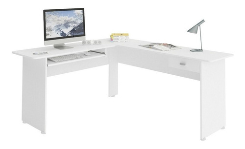 Mesa Para Escritório 1 Gaveta Cannes Artely Branco Gi