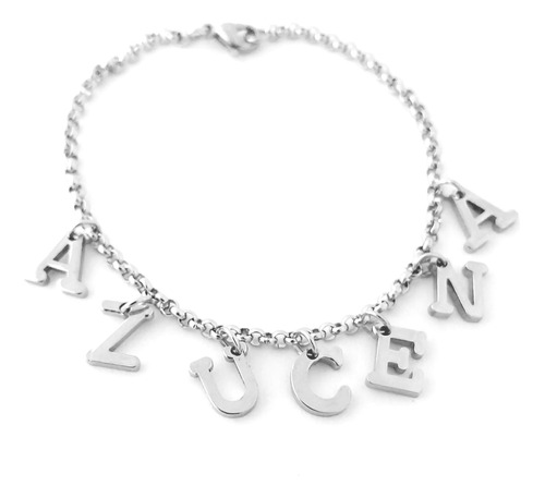 Pulsera Nombre, Acero Quirurgico Con Inicial Hasta 7 Letras