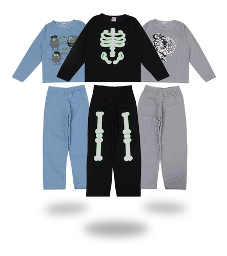 Kit 3 Conjuntos De Pijamas Infantil Para Menino Ou Menina  